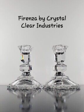 2🕯 Firenza by Crystal Clear Industries 4 1/4" Octagon Classic Candlesticks